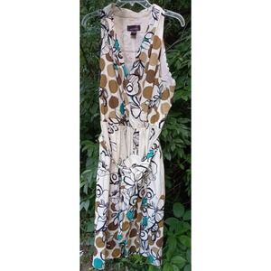 Ashley Stewart 20W floral full dress party wedding date night belted brown tan